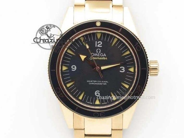 0509 Sophisticated Seamaster Edizione Venezia RG Best Edition Black Dial On Leather Strap A 8125